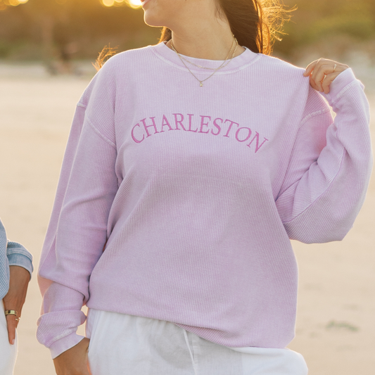 Purple Charleston Corded Crew