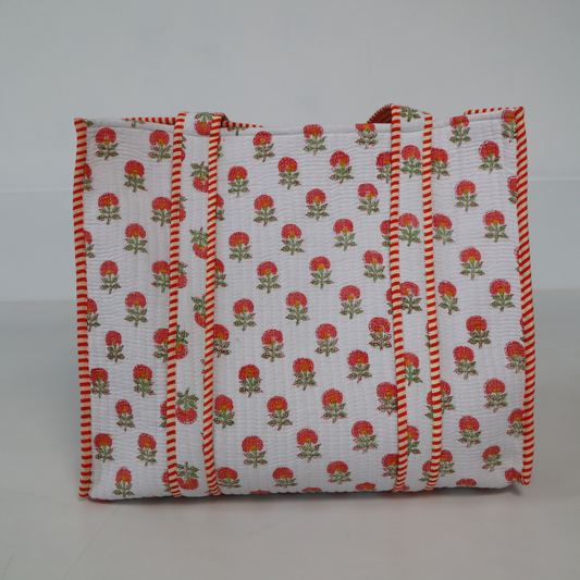 Summer Hydrangea Block Print Tote Bag